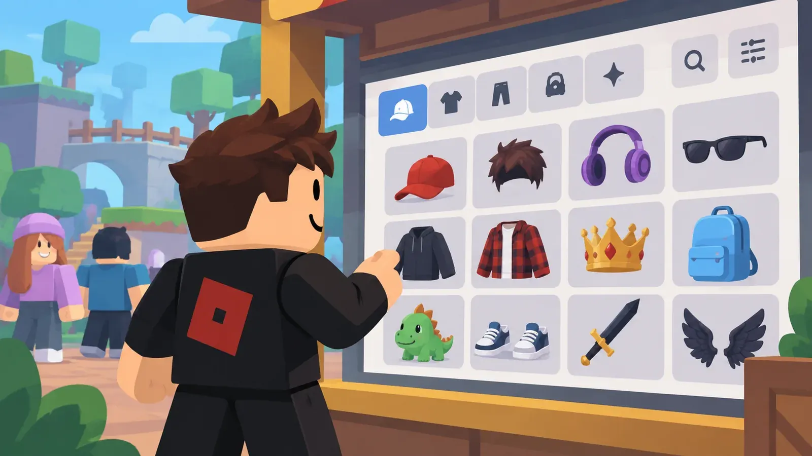 Imagen conceptual generada con IA sobre Guía Roblox: Cómo crear un sistema de Shop con categorías y filtros