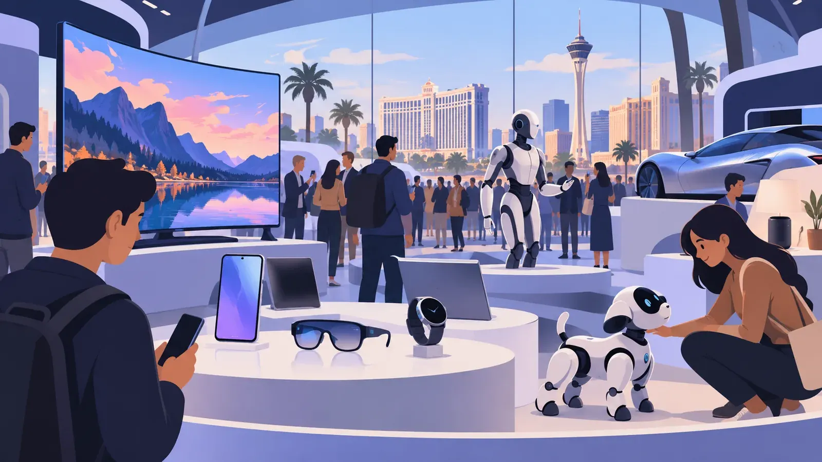 Imagen conceptual generada con IA sobre CES 2026: Las innovaciones más impactantes en móviles, AI y gadgets