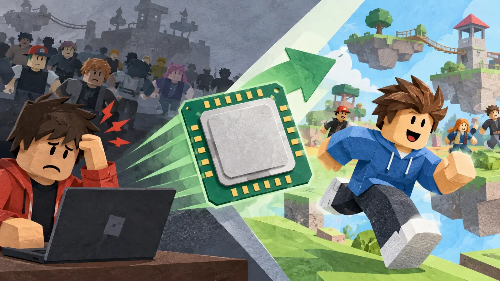 Imagen conceptual generada con IA sobre Guía Roblox: Cómo optimizar el rendimiento de la CPU en 2026