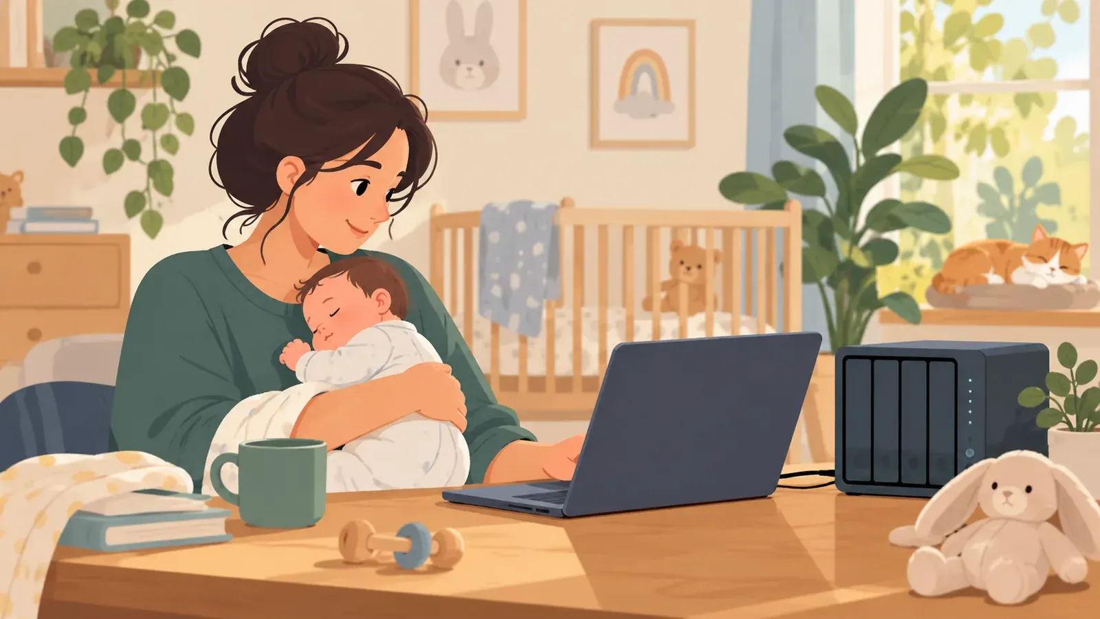 Imagen conceptual generada con IA sobre Guía Babybuddy: Cómo montar tu servidor de seguimiento de bebé