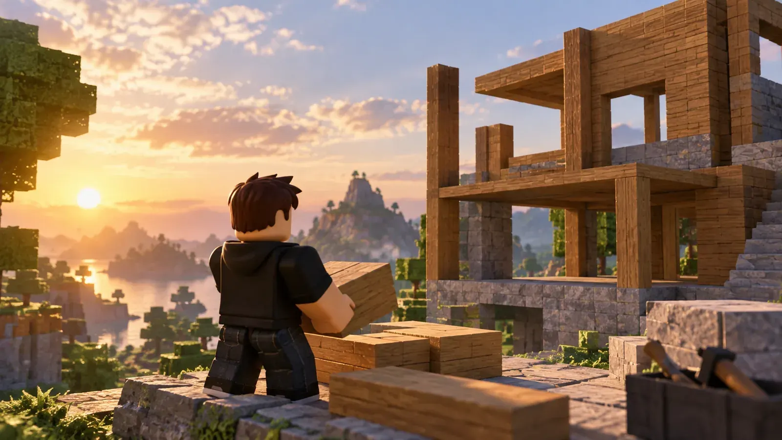 Imagen conceptual generada con IA sobre Cómo crear un sistema de construcción de bases en Roblox Studio (2026)