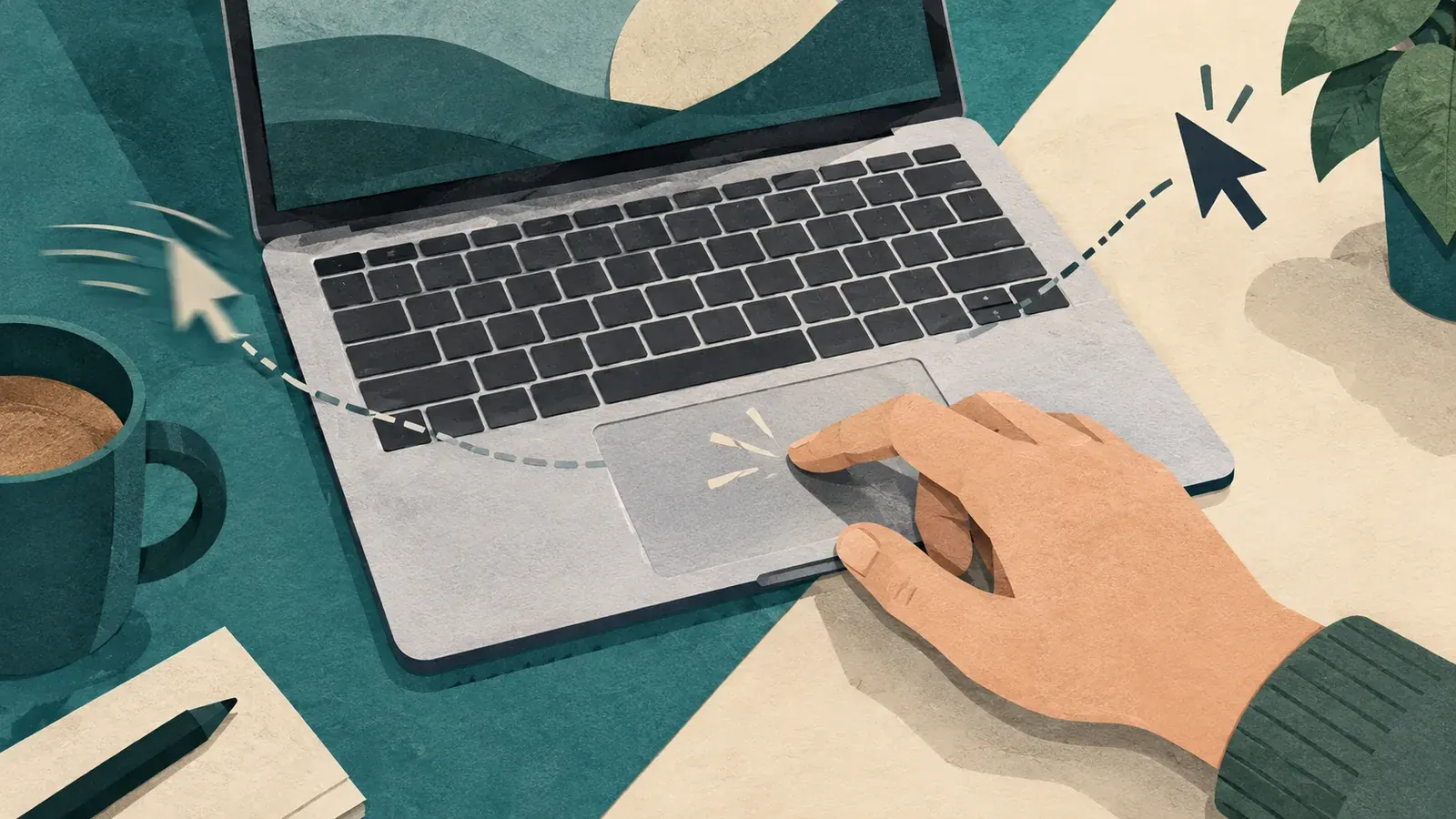 Imagen conceptual generada con IA sobre Cómo configurar la sensibilidad del touchpad en tu portátil (2026)