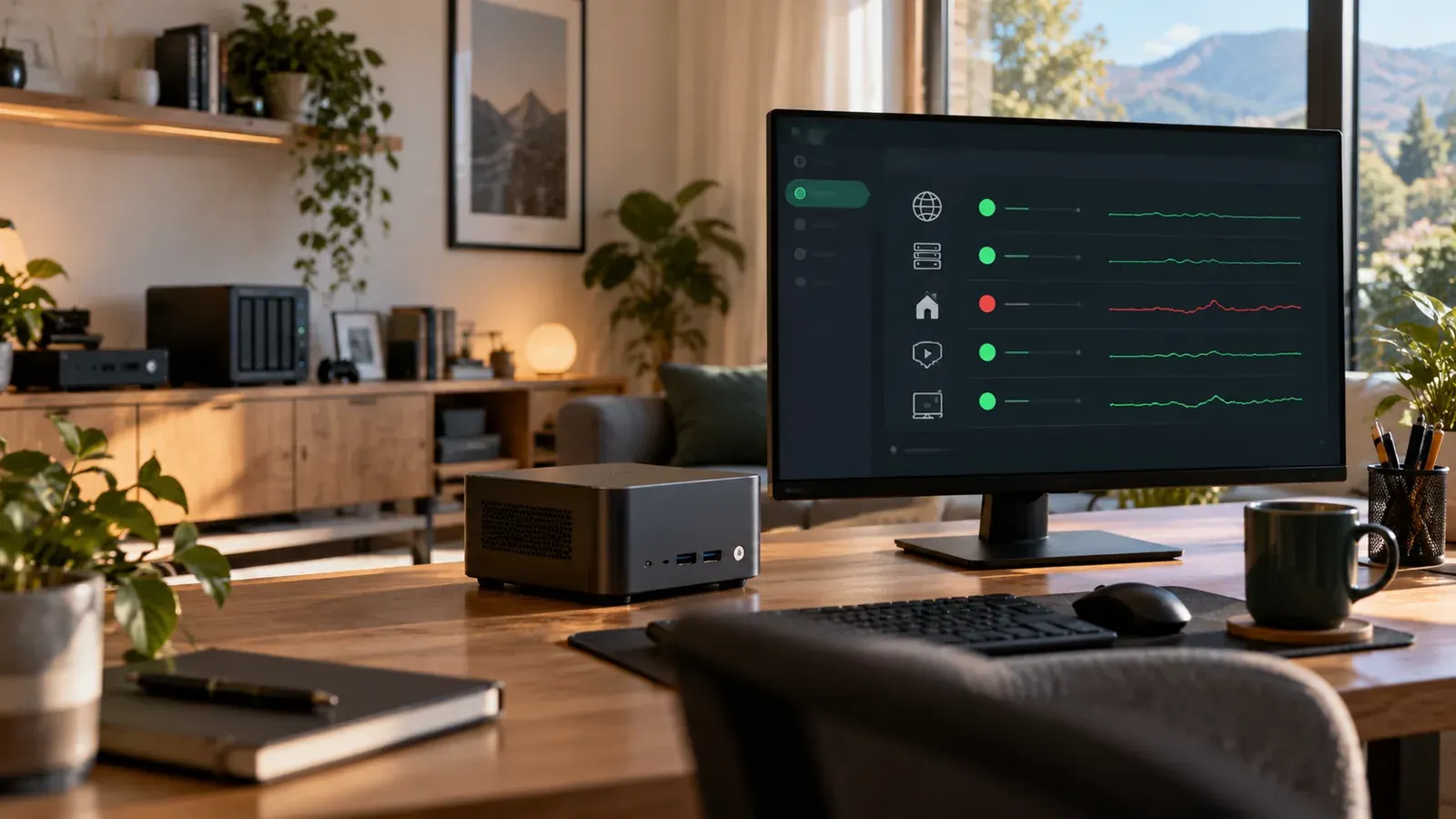Imagen conceptual generada con IA sobre Cómo configurar Uptime Kuma en tu Mini PC: Guía 2026