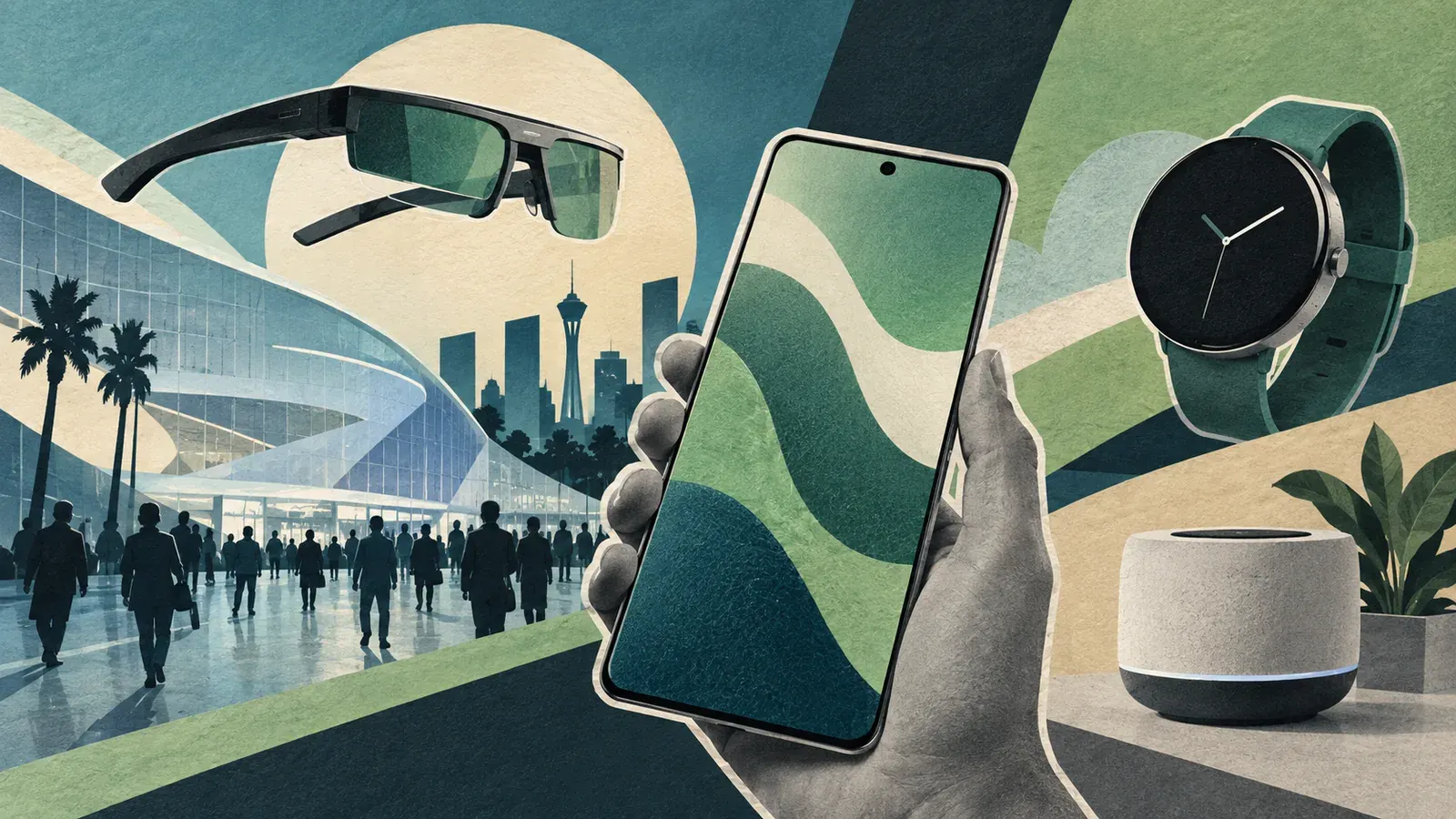 Imagen conceptual generada con IA sobre CES 2026: Las innovaciones Android más impactantes en móviles, IA y gadgets