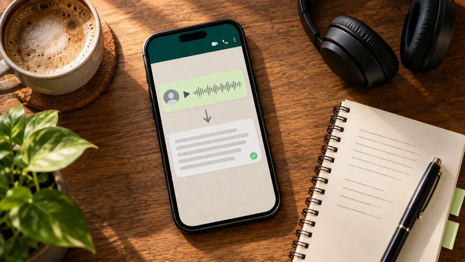 Imagen conceptual generada con IA sobre Cómo resumir audios de WhatsApp con IA: Guía Completa 2026