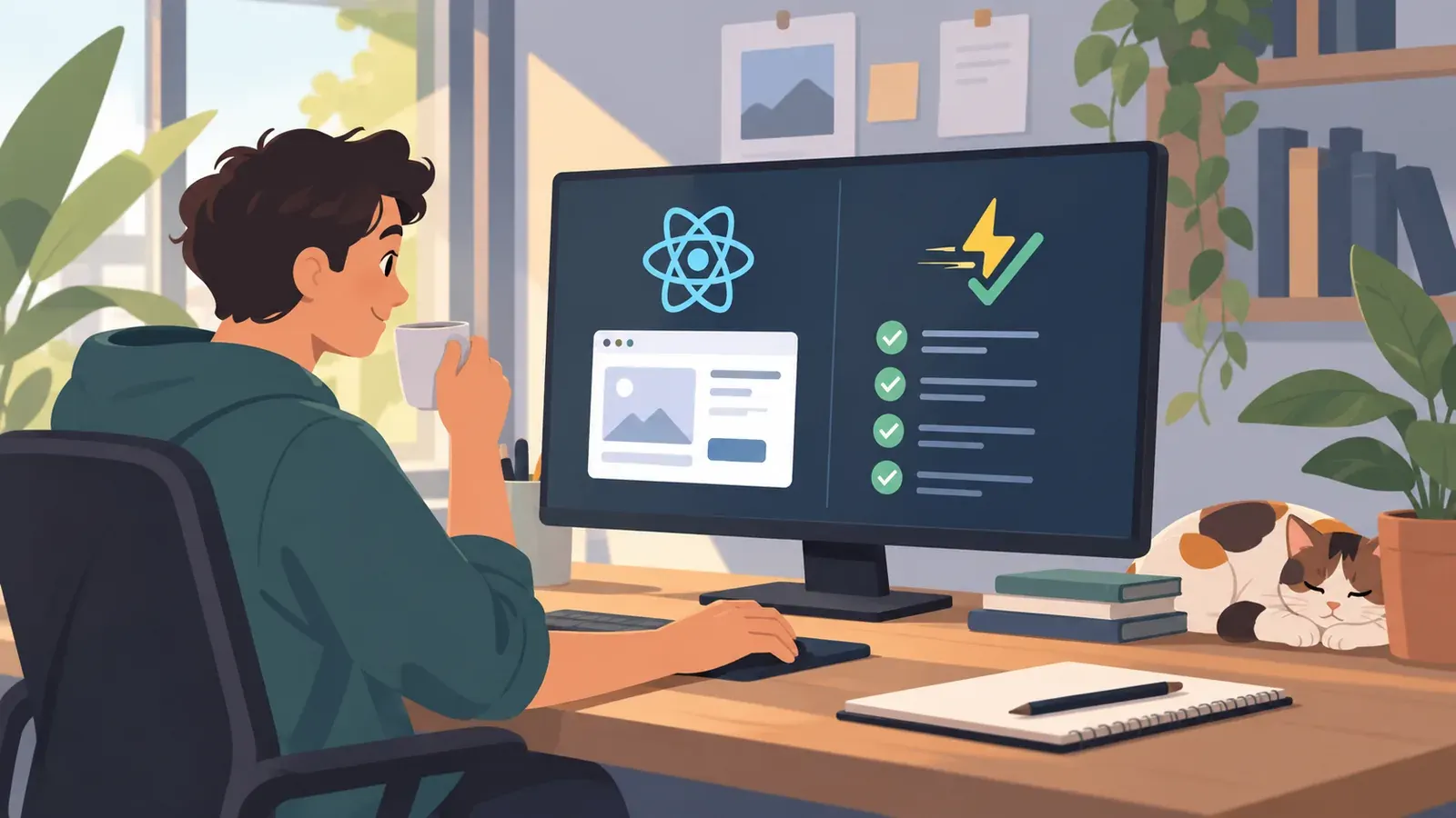 Imagen conceptual generada con IA sobre Cómo usar Vitest para pruebas de componentes en React (2026)