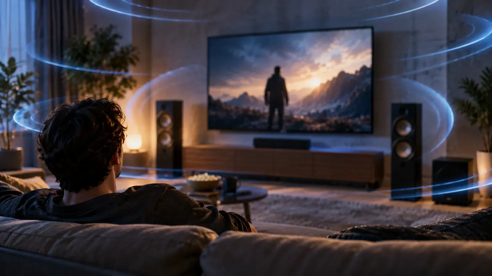 Imagen conceptual generada con IA sobre Cómo activar Dolby Atmos: Guía completa de sonido envolvente