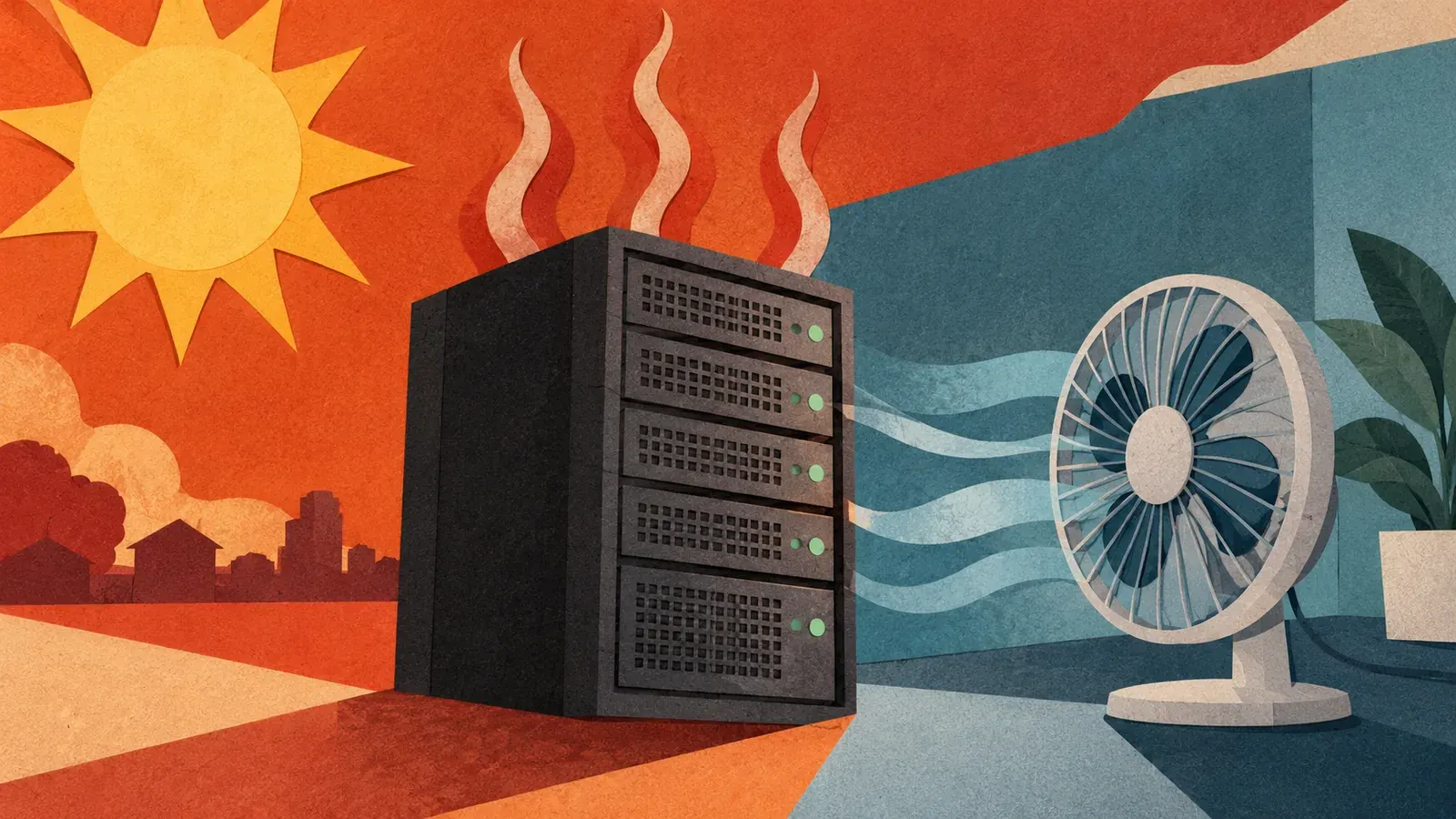 Imagen conceptual generada con IA sobre Thermal Throttling: Guía para enfriar tu servidor en verano