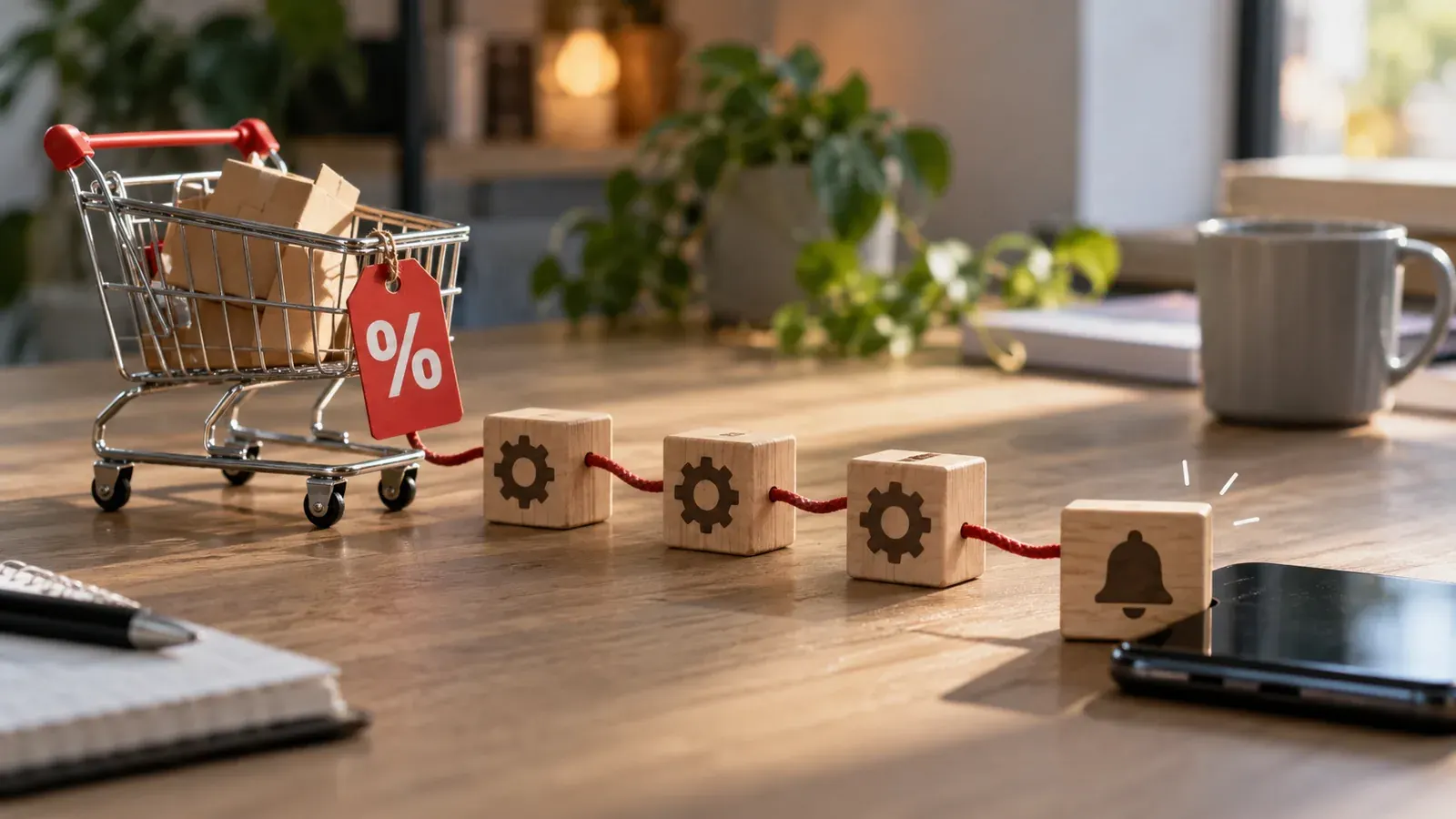 Imagen conceptual generada con IA sobre Cómo usar n8n para automatizar avisos de bajada de precios