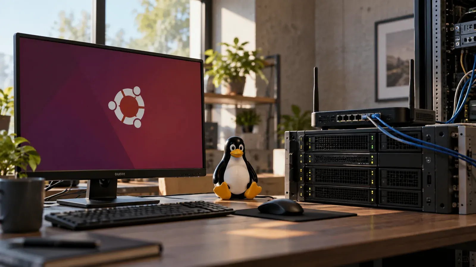 Imagen conceptual generada con IA sobre Cómo configurar una IP estática en Ubuntu Server (Guía 2026)