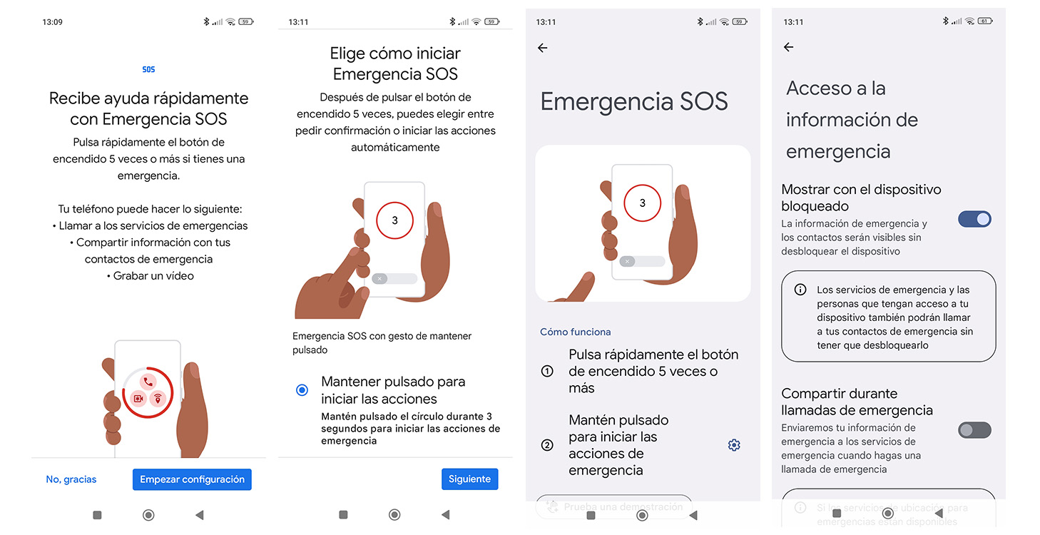 botón de emergencia SOS Android