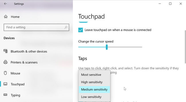 configurar sensibilidad touchpad